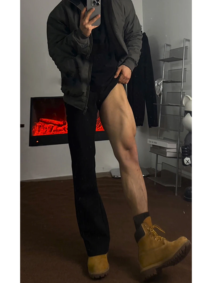Bla Slim Fit Tee Needle Men's High Waist Casual Pants Dra Elastic Straight Leg Trousers CleanFit Youthful Spring Sle