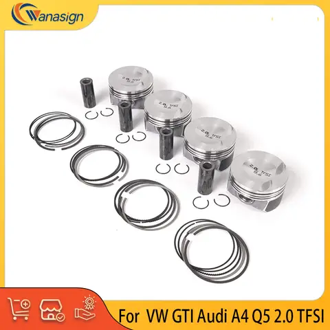 엔진 부품 피스톤 및 링 세트 2.0L L4 가솔린용 VW GTI 아우디 A4 A5 A6 Q5 2.0 TFSI 06L107065AG 호환