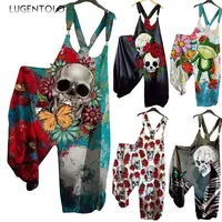 Women Casual Jumpsuits Sleeveless Multi-pattern Skull Print Summer Fashion Female New Loose Street 5XL Thin Jumpsuit Part 1