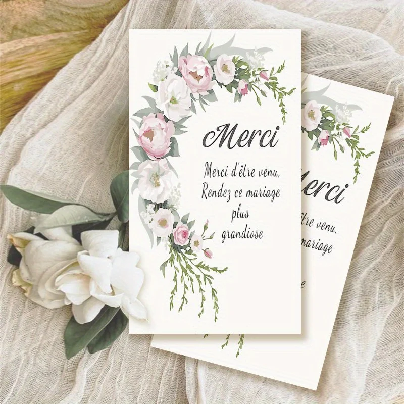 100pcs French Sticky Note Thank-you Card Set, Wedding Table Thank-you Card, Suitable for Weddings and Engagements