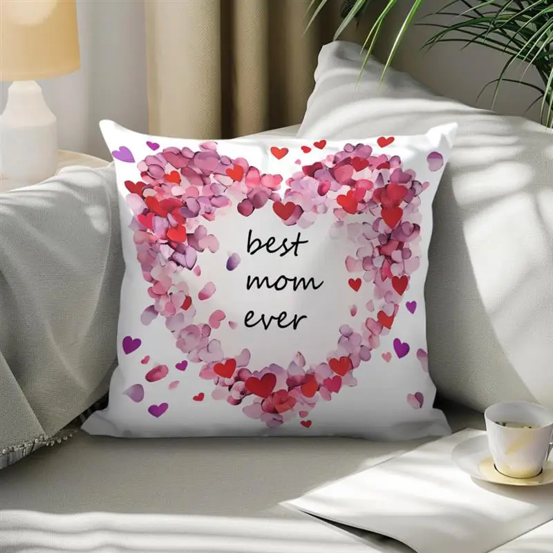 45*45 cm Rose Floral Herz Buchstaben Drucken Dekorative Kissenbezüge Kissen Abdeckung Wohnkultur Quadratischen Kissenbezug für Muttertag Geschenk – Detail 6