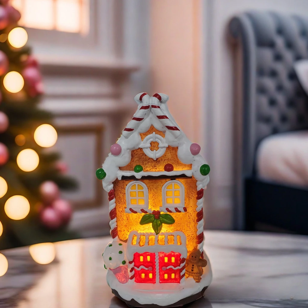 Dekorasi Rumah Kecil Bercahaya Natal Kreatif Dekorasi Rumah Natal Resin Hadiah Natal Anak-anak Mewah