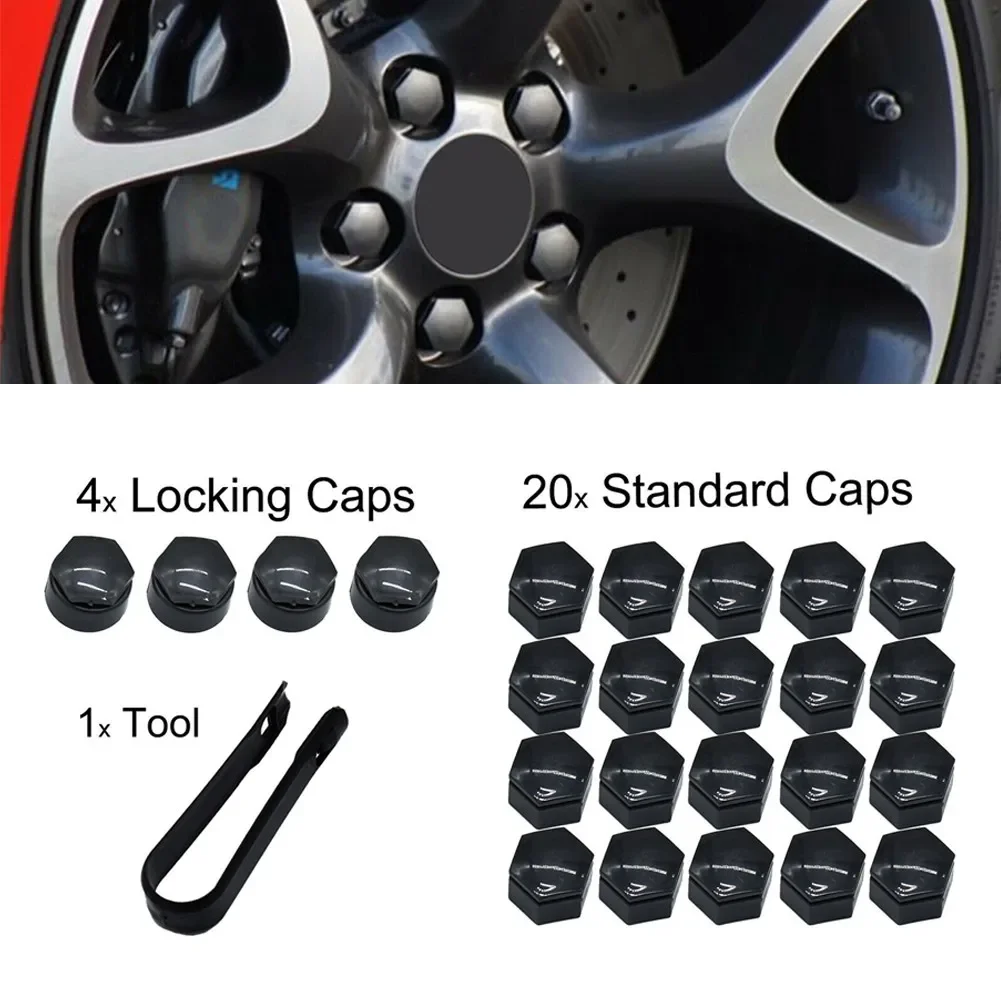 24PC 22MM WHEELS TYRES NUTS COVERS FOR INSIGNIA LOCKING CAP BOLT GREY Nuts & Bolts Auto Replacement Parts