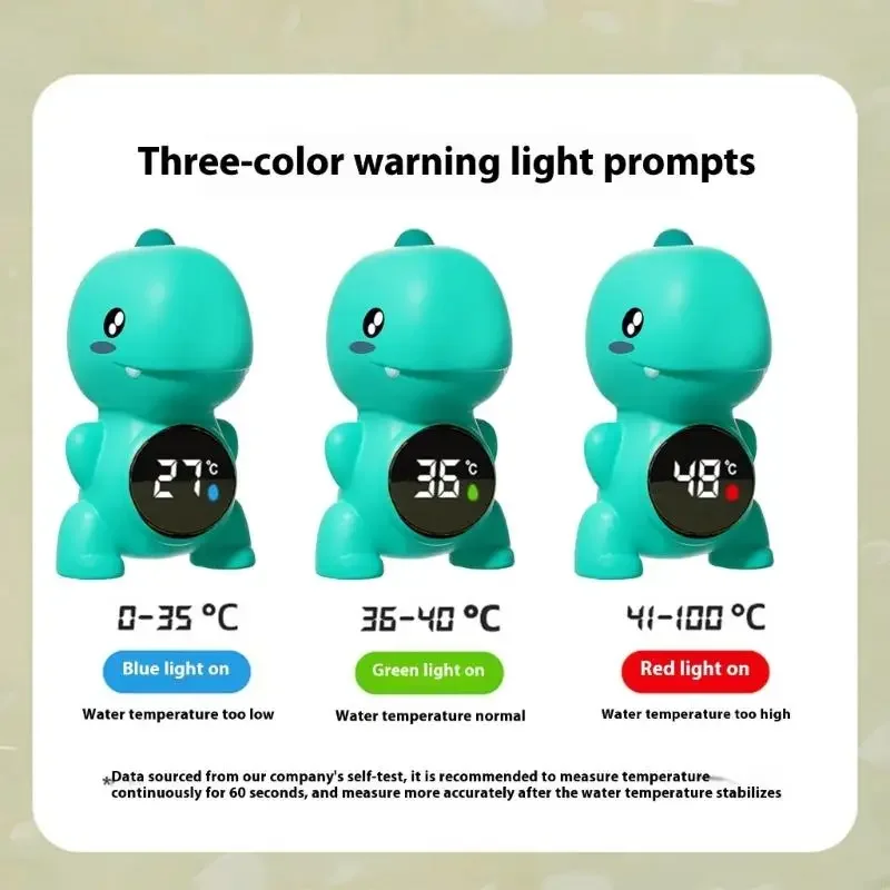 Bath Water Temperature Gauge Dinosaur Toy Design 3 Color LED Display Auto On Off F19F