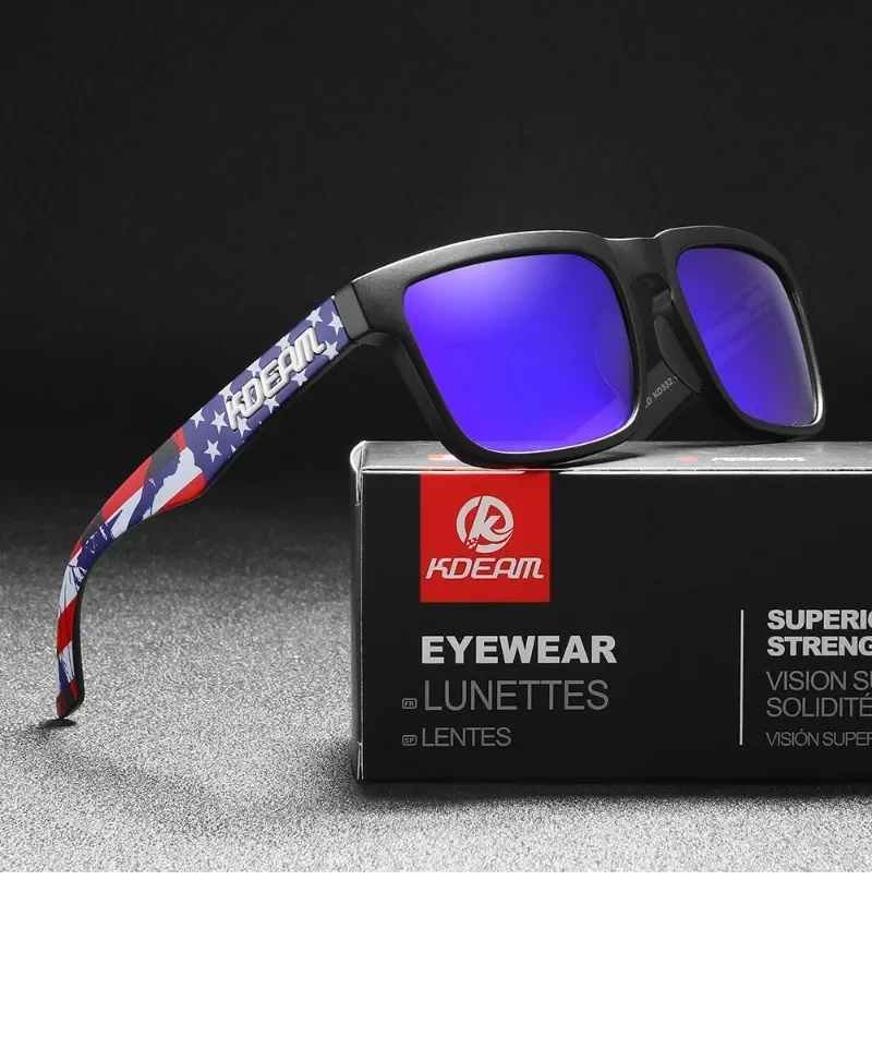 Neue KDEAM Marken-Sonnenbrille in Hochwertiger Quadratischer Form für Herren, Sport-Polarisierte Sonnenbrille 2026 mit Reflektierender Beschichtung, Farbige Gläser UV400-Schutz