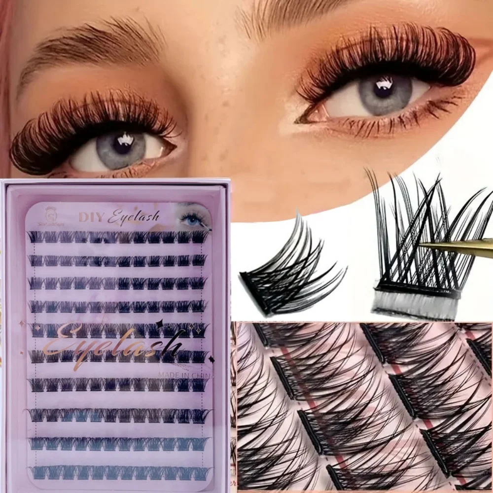 120 cluster zelfklevende wimperset, lengte 10-16 mm, 120 strengen - geen lijm nodig, zelfklevende, niet-klevende valse wimpers