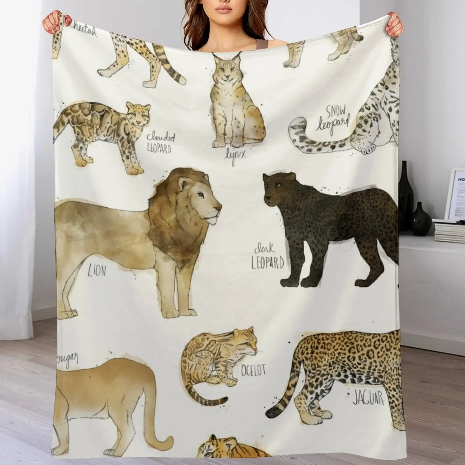 

Wild Cats Throw Blanket Blankets For Bed Comforter Fashion Sofas Furry Blankets