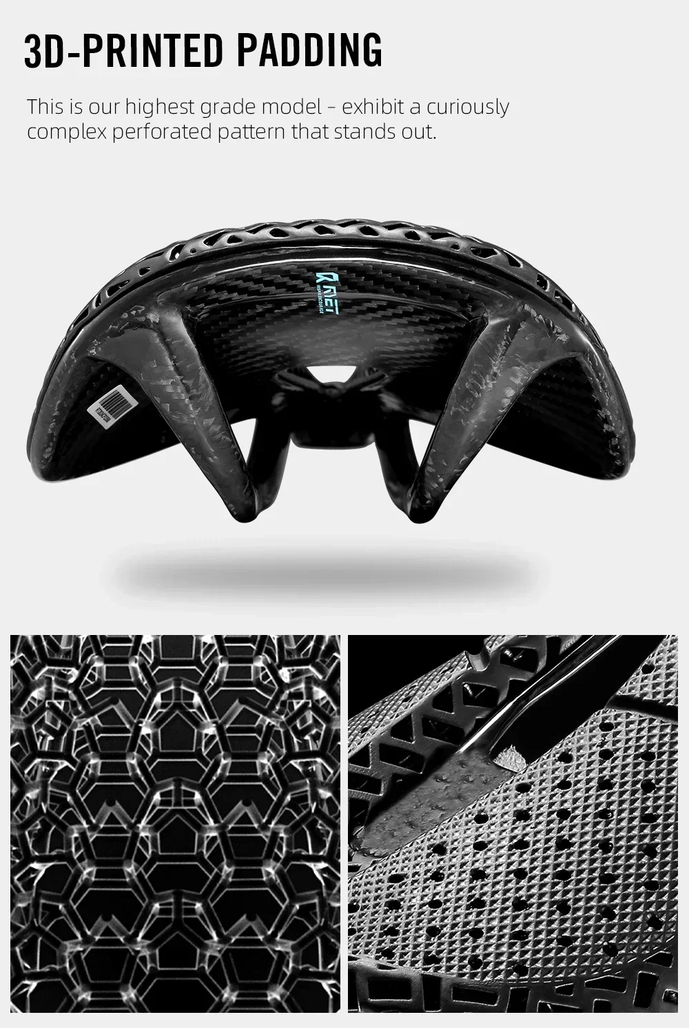 RYET Vollcarbon 3D-gedruckter Fahrradsattel 240mm *143mm 7*9mm EVA-Sattel für MTB Gravel Rennrad Fahrradteile – Detail 10