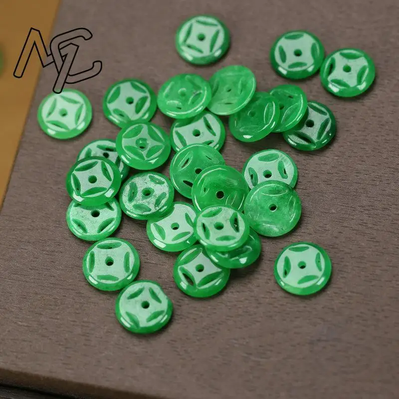 10pcs Green Jade Money Deduction Spacer 12mm Beads DIY Bracelet Earring Charm Jewellery Fashion Accessories Amulet Gifts Women