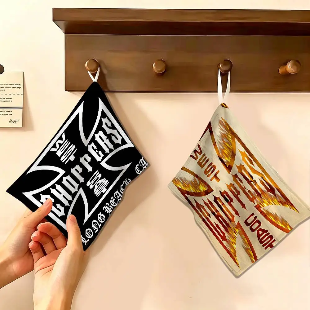 West C-Coast C-Choppers Polyester Cotton Hand Wiping Towel, Anti-shrink Hanging Kitchen Cloth for Household Cleaning