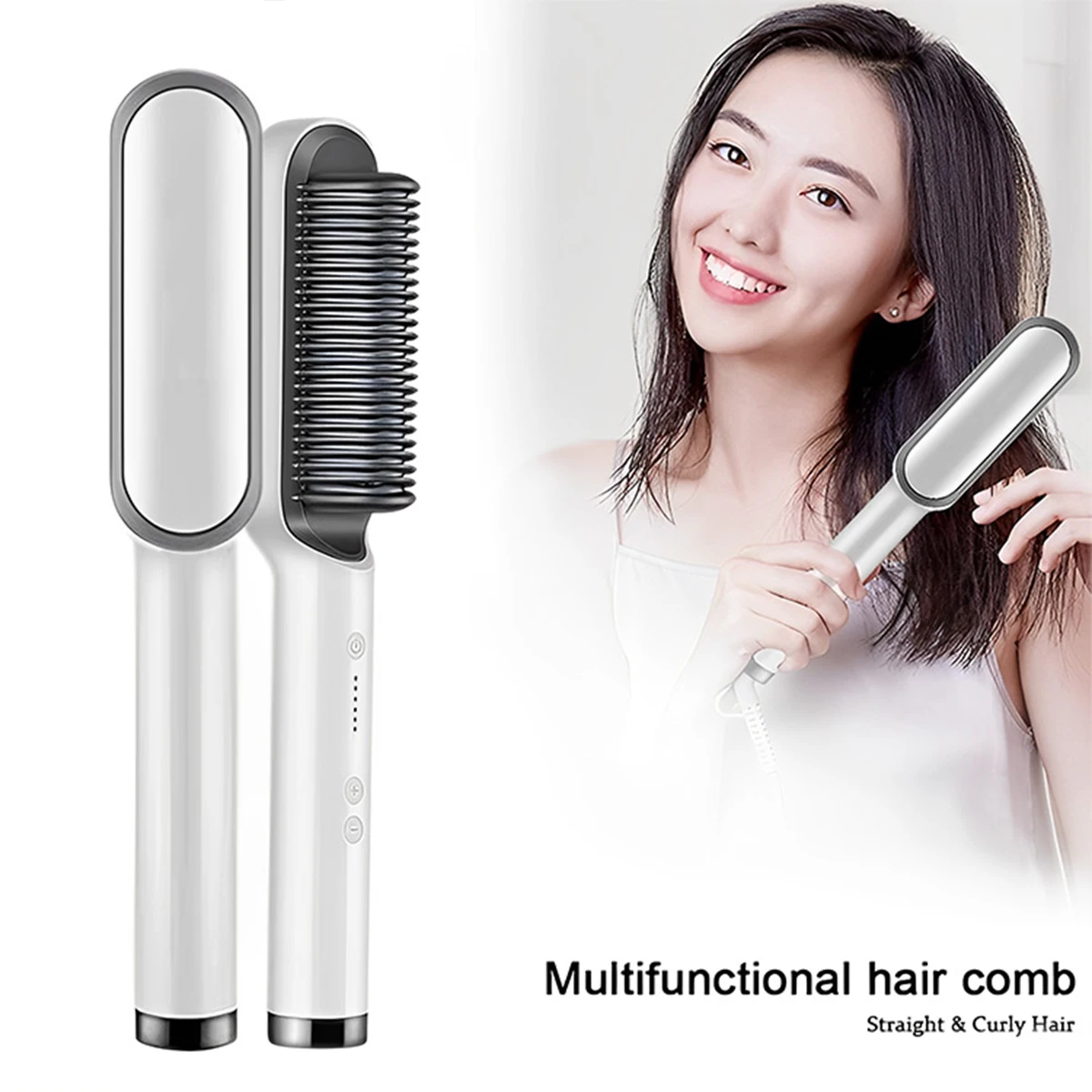 Electric Hair Brush Multifunctional Straight Hair Straightener Portable Fast Heating Negative Ion Professional Styling Tools