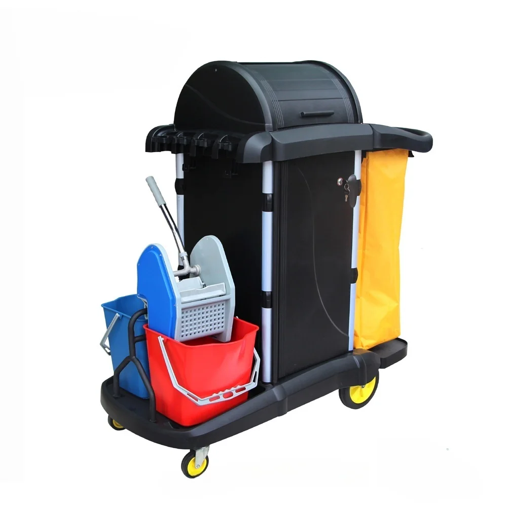 Heavy- Janitor Truck Trolley Truck With Locking Cabinet And Lid