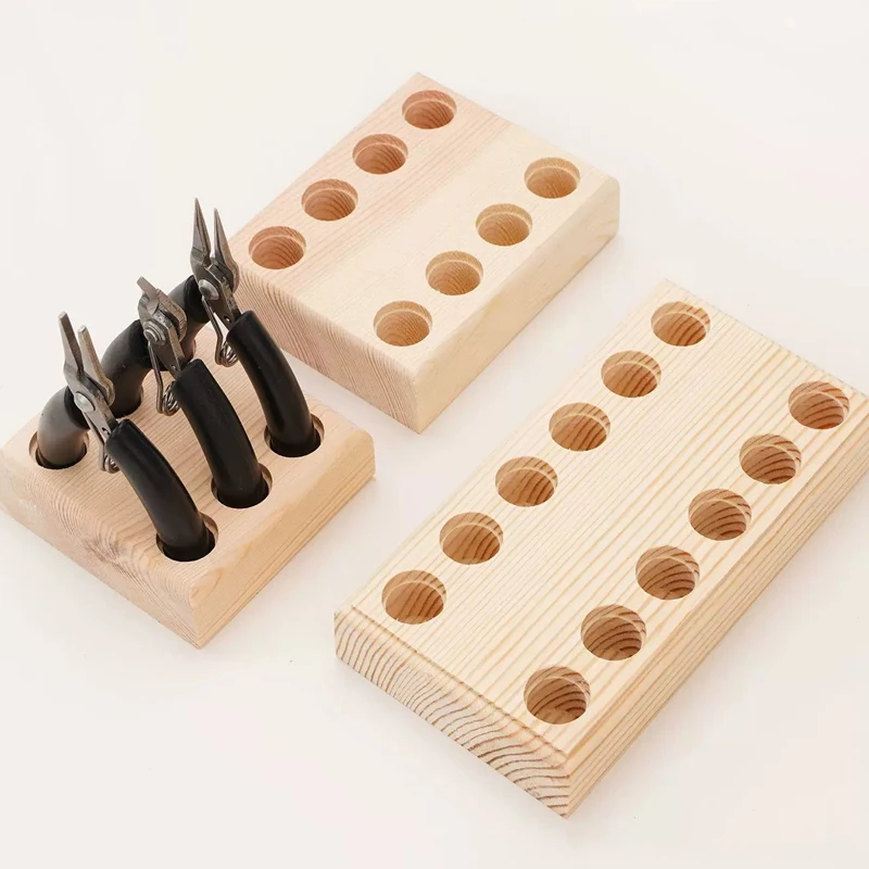 6/8/12/19 Holes Wooden Pliers Storge Holder Pliers Wire Cutters Hardware Tools Organizer DIY Craft Tool Holder
