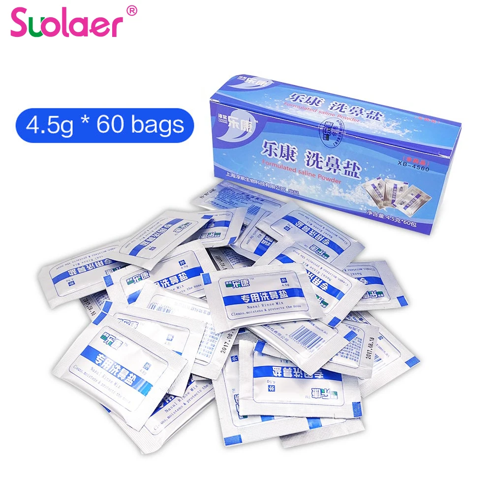 60Bags/box Nose Care Nasal Wash Cleaner\'s Salt Allergic Rhinitis Children Cleaning Nose Protector Cleanser Nasal Irrigation Salt