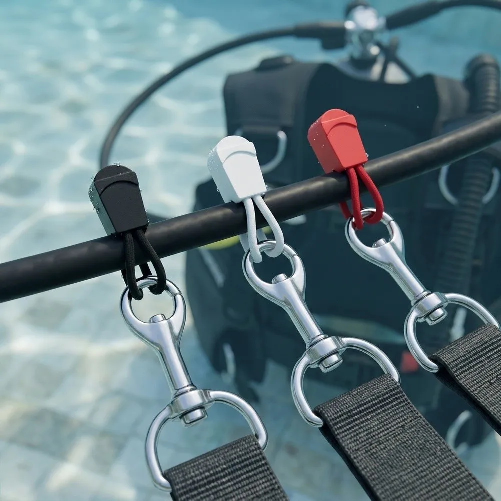 /10pcs /Black /Plastic Scuba Diving Hose Holder Clip Tube Retainer With Release For BCD D Ring Gauge Pressure Line Snorkeling