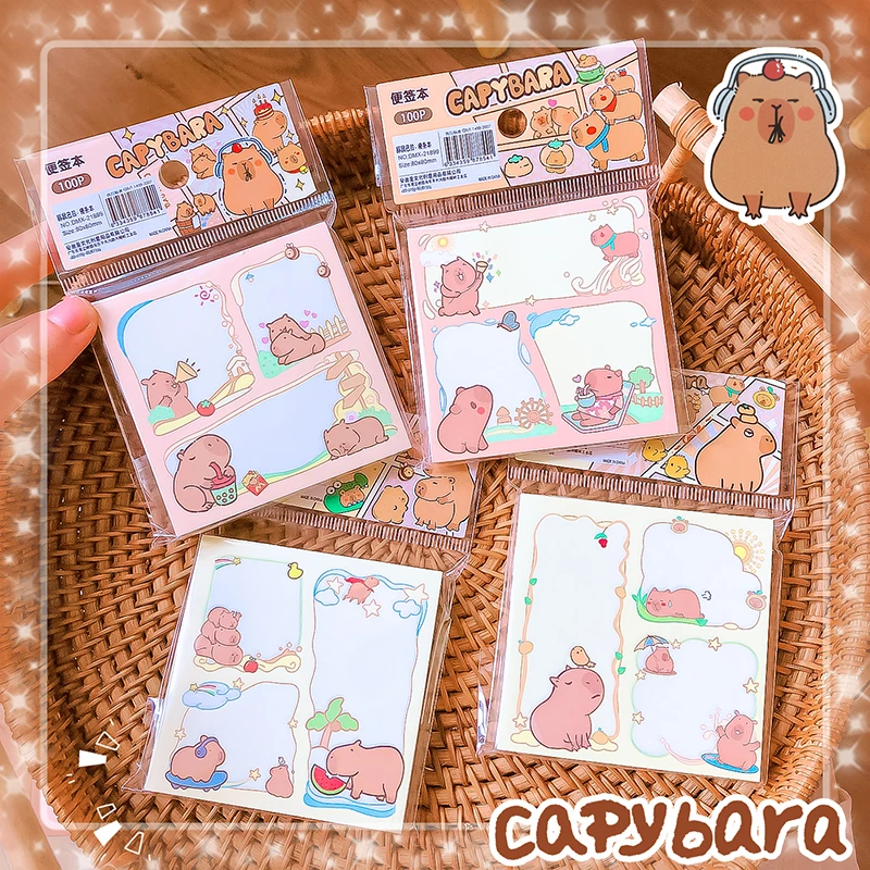 Imagem -03 - Kawaii Capybaramemo Pad Notebook para Notas Diárias Papelaria Acessórios de Escritório Material Escolar Notepad Presente Bonito