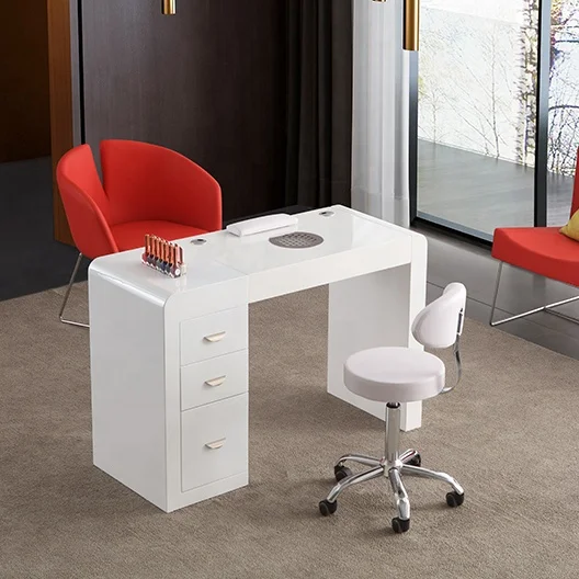 

Nail Tables Manicure Table Beauty Salon Furniture Salon Equipment with Fan in White