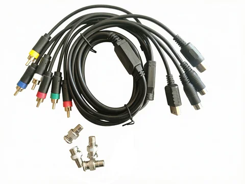 4-in-1 RGBS Composite Cable for Sega Saturn MD1 MD2  Genesis 1/2  DC Retro Consoles with Sync + Audio/Video Output