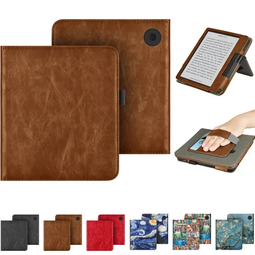 Imagen 1 del producto Funda magnética de cuero PU para Kobo Libra 2 2021 Tolino Vision 5 6, funda inteligente para Kobo Libra Color 2024 H2O, funda para libro electrónico de 7 pulgadas