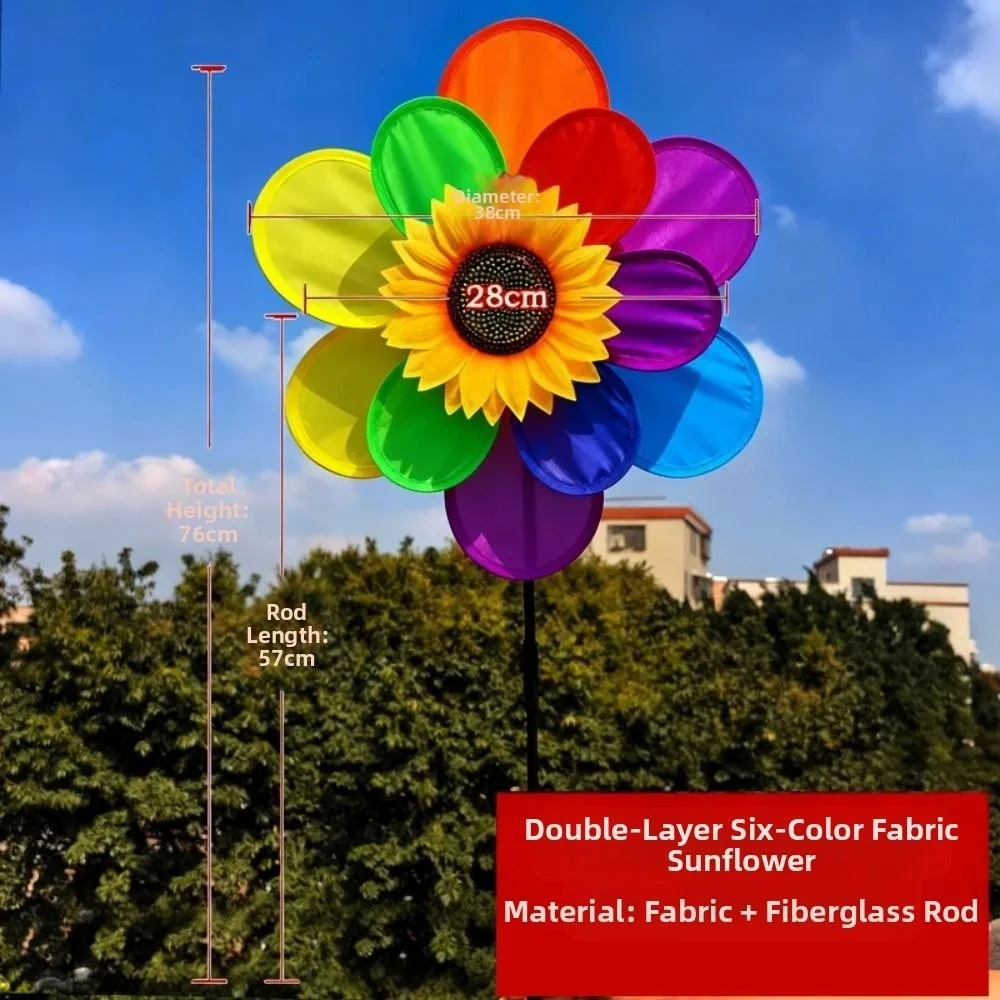 Nouveau moulin à vent tournesol multi-styles PVC diamètre 28 ~ 38 cm rotatif tournesol jardin cour vent Spinner fête en plein air pique-nique décor