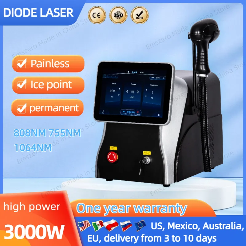 

3000W High Power Ice Cooling 755 808 1064 Device Diode Laser Epilator Wavelength Painless 808nm Hair Removal Machine