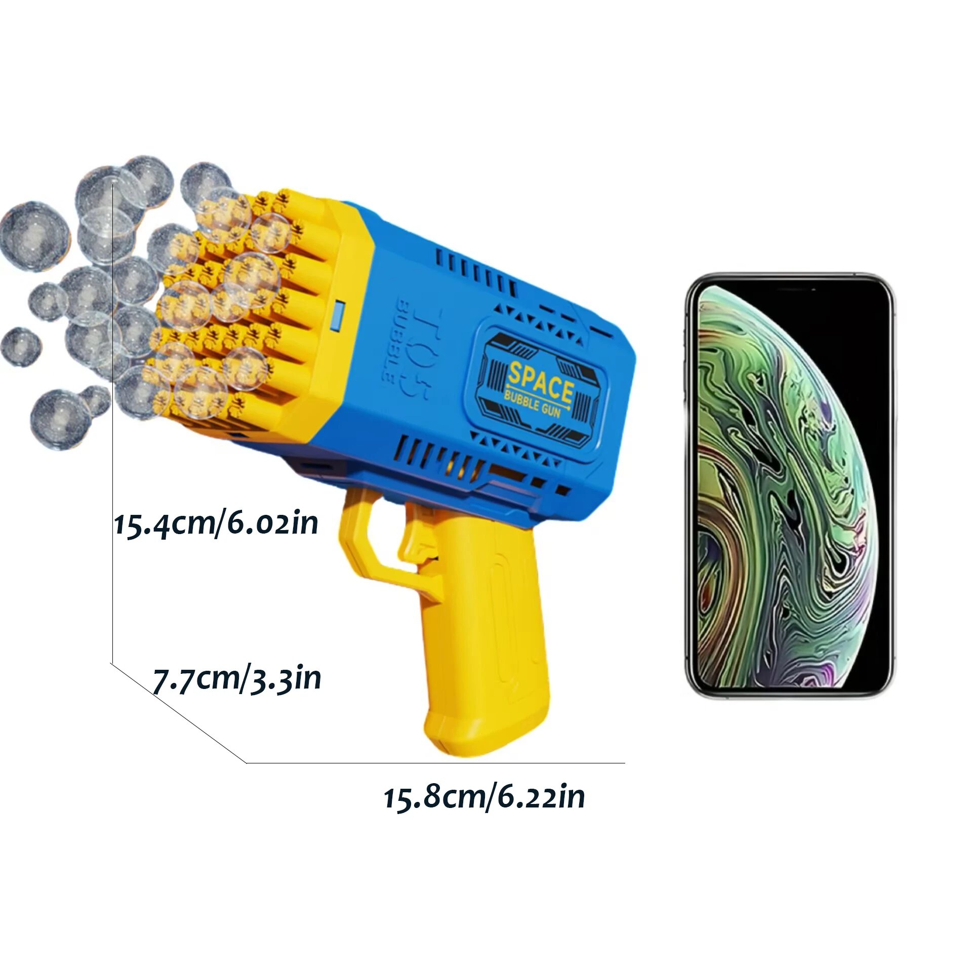 Máquina de bolhas portátil, 40 buracos, pistola de bolhas portátil, brinquedo, pistola de bolhas, bolha porosa [sem bateria, sem pistola de bolhas]