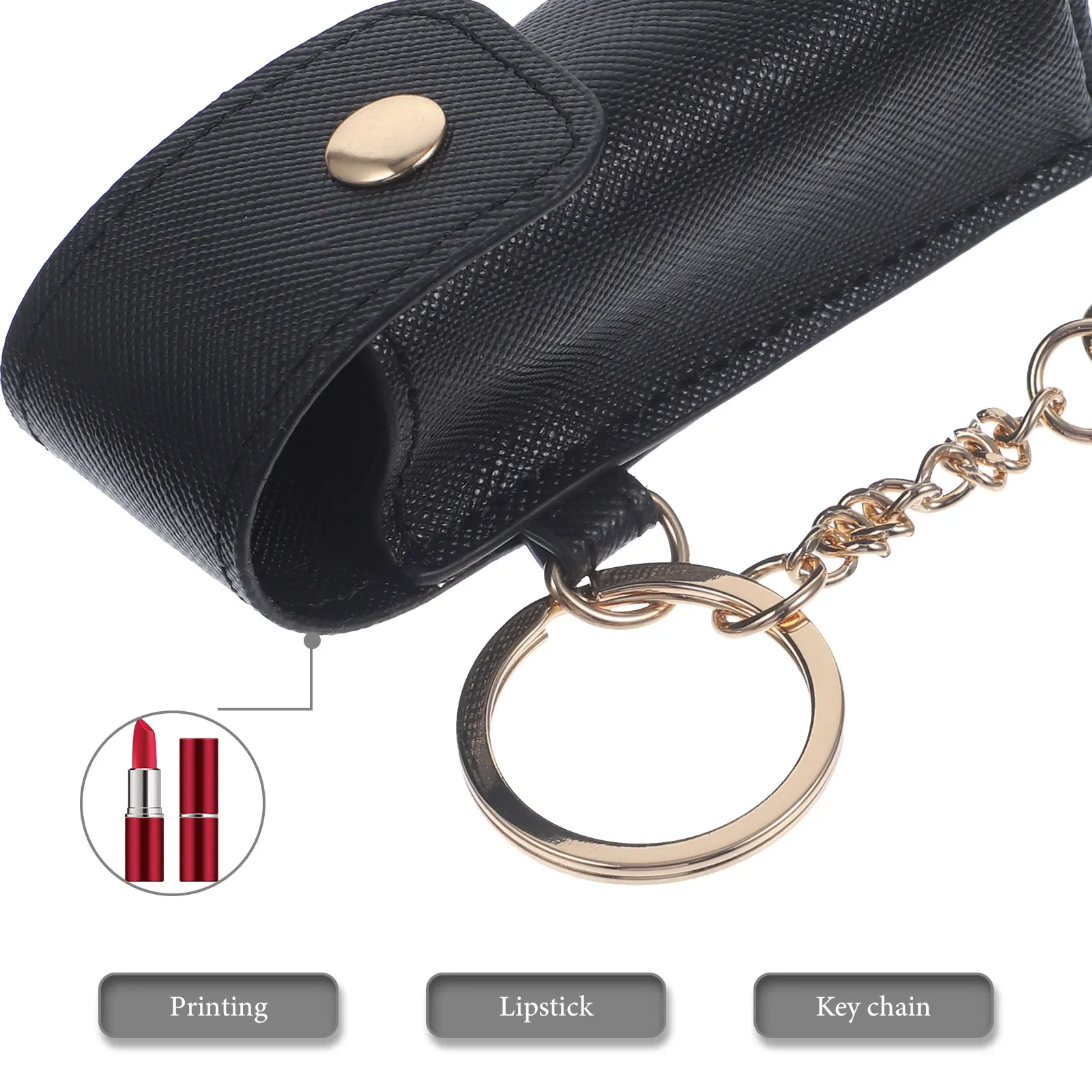 

2pcs Lipstick Keychain For Women Lip Balm Pouch Durable Clasp Portable Gift Red Keychain Holder Lip Balm Pouch Women Lipstick