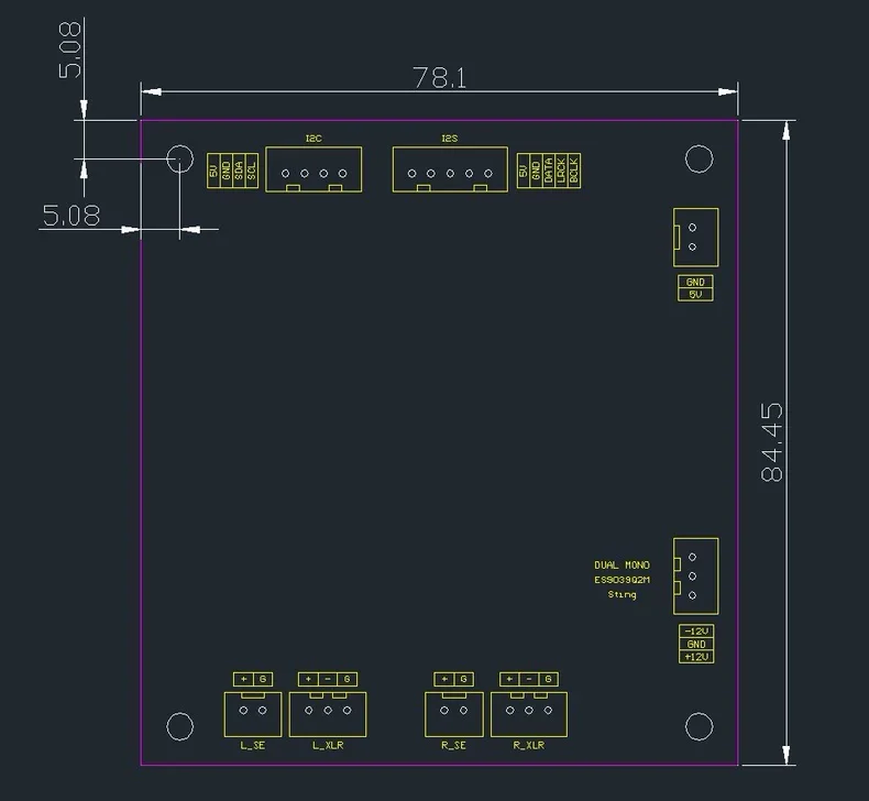 Imagen 6: DAC mono dual ES9039Q2M de cuatro capas, entrada I2S