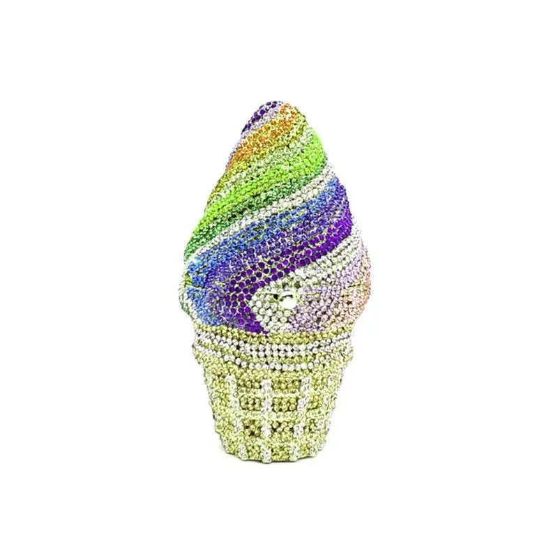 

Ice-cream Evening bag Cone Women Accessories Diamonds Luxury Clutches Bags Diamond Crystal Purses Bridal Wedding Party Purs