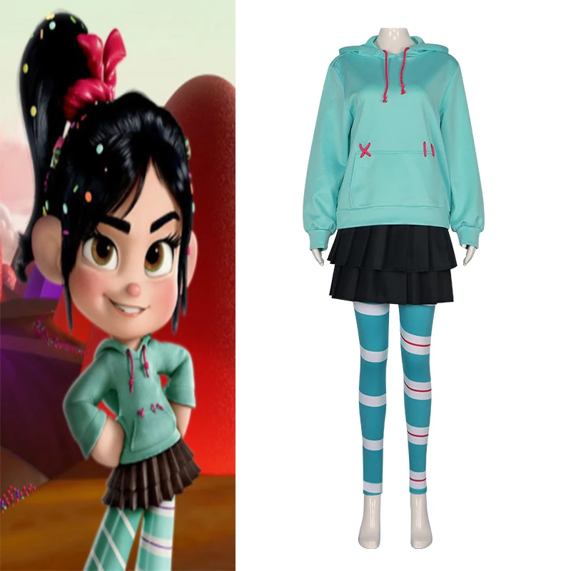 Anime Vanellope von Cos Schweetz Cosplay Costume Wreck It Cos Ralph Suit Pants Halloween Outfits Clothes for Women Men Party