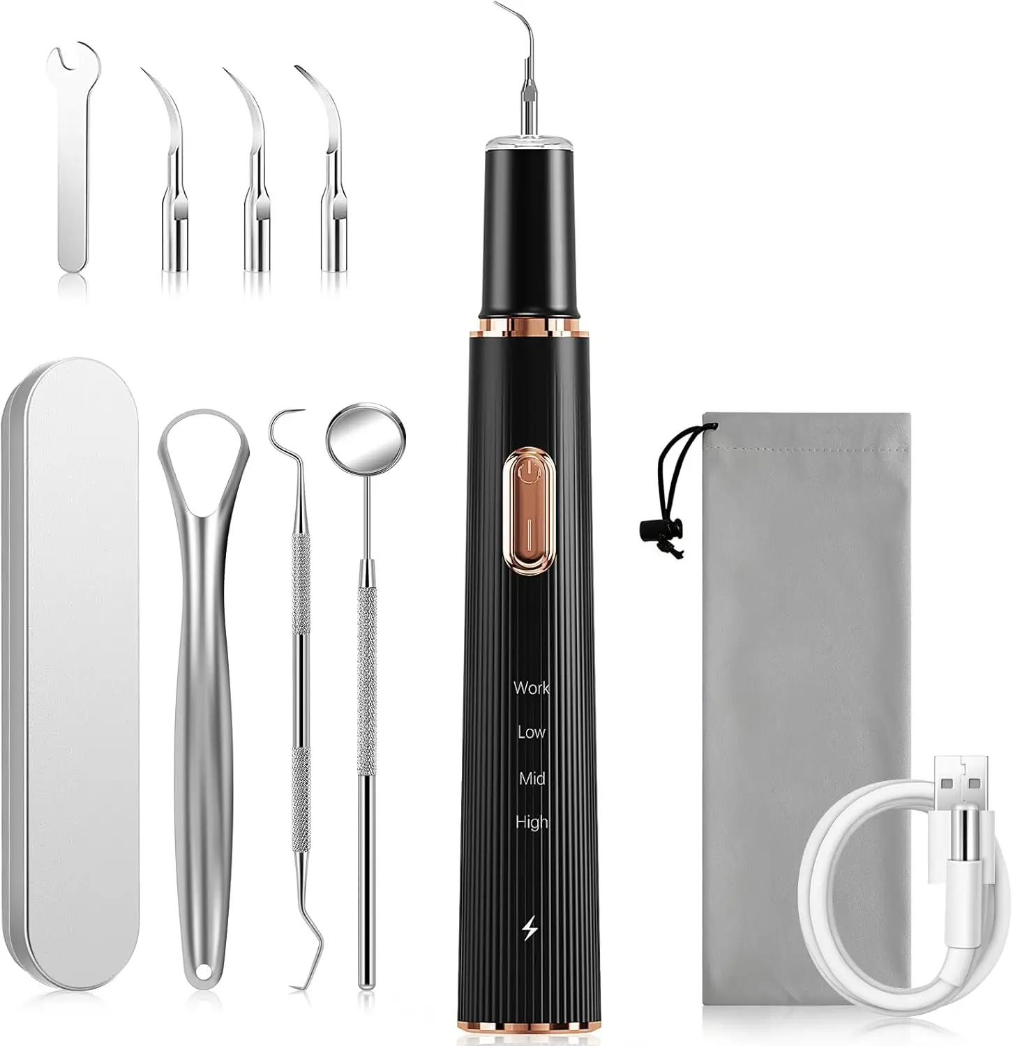 

Перезаряжаемый прибор для удаления зубного налета с 4 насадками и 3 режимами для домашнего использования