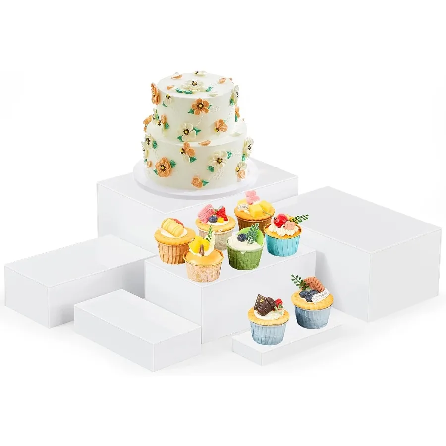 

6 Pcs Large Buffet Risers 7 to 12 Inch Catering Dessert Table Risers Food Decorative Stands with hollow bottom for Catering Sup