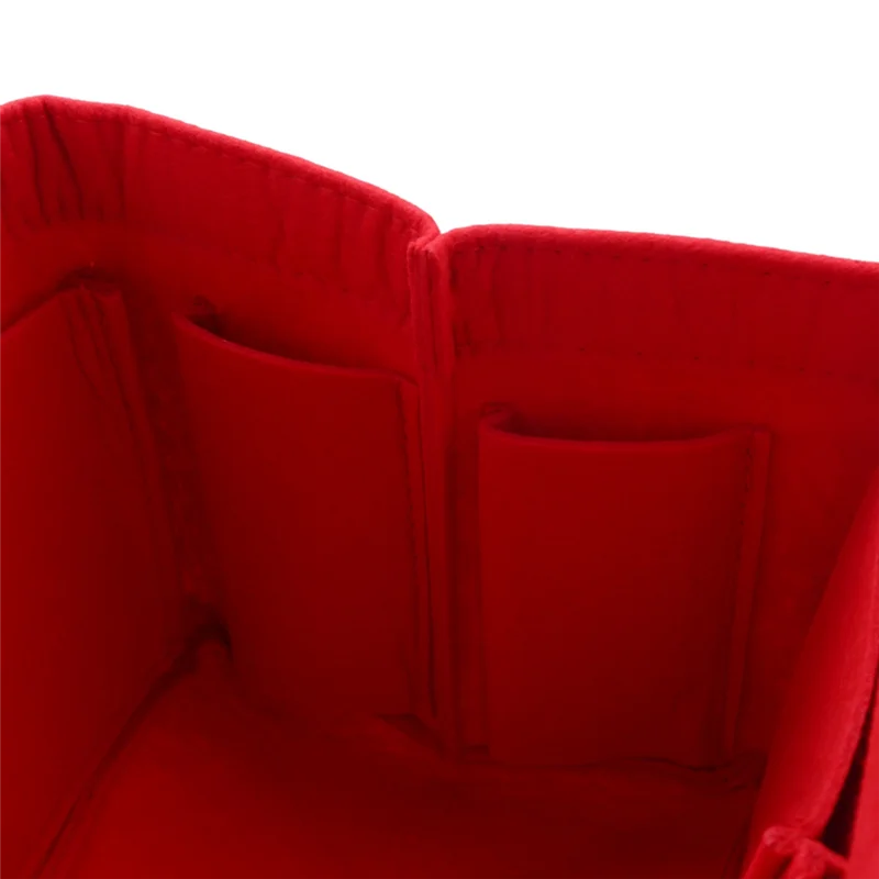 AT33 2X Red Home Storage Bag Purse Organizer Felt Insert Bag Makeup Organizer Inner Purse Portable Cosmetic Bags Storage Tote