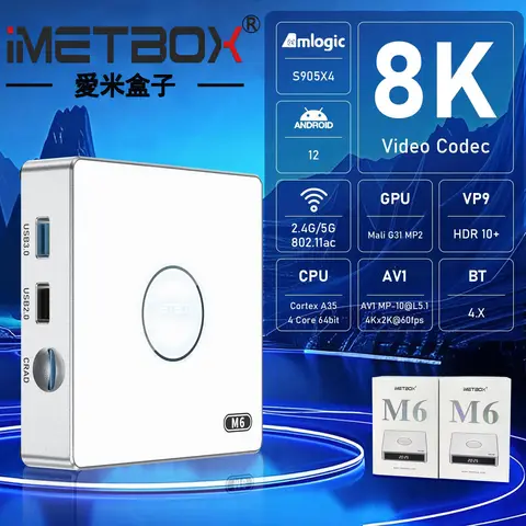 2025 nouveau IMETBOX M6 TV Box 4GB 64GB avec contrôle Vioce Wifi 6 8k HD Smart TB TV Box chaud dans l'étranger Global Live IPTV 2025