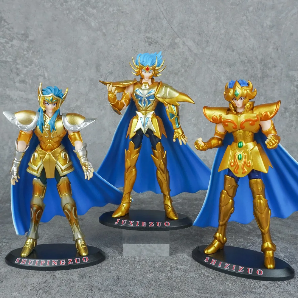 19CM Anime Saint seiya Gold Saint Figure Aries Pisces Capricorn Aquarius Stand Animation Model Toys Gifts Collection Decoration