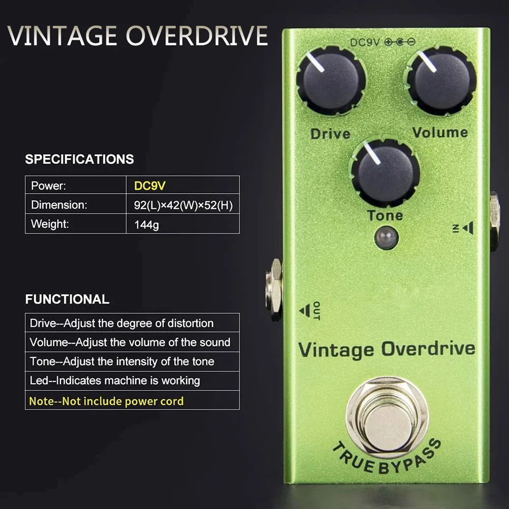 Guitar Effects Pedal offering Vintage Overdrive Crunch Distortion Classic Chorus and Tremolo for Enhanced Sounds