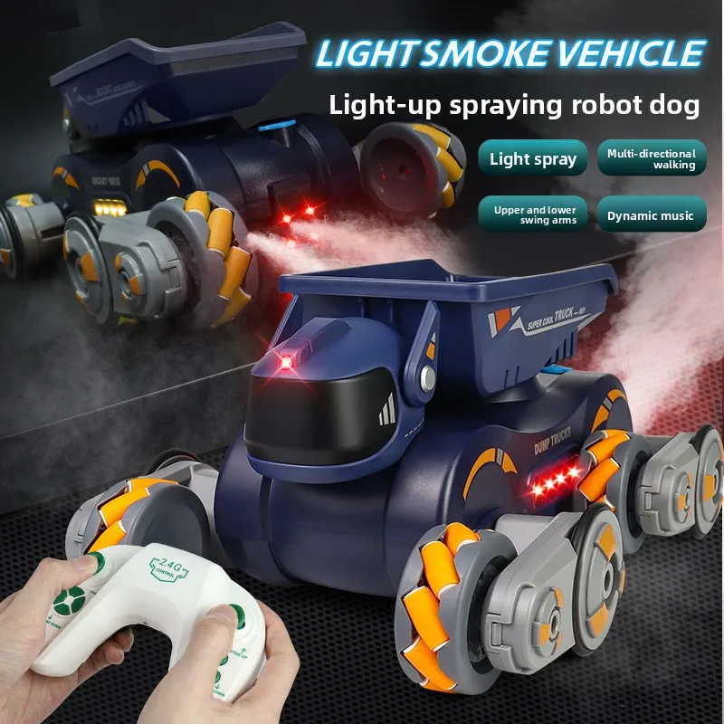 Eight-wheeled Mechanical Transportation Robot Dog Intelligent Gesture Induction Remote Control with Light Music Spray Car Toy