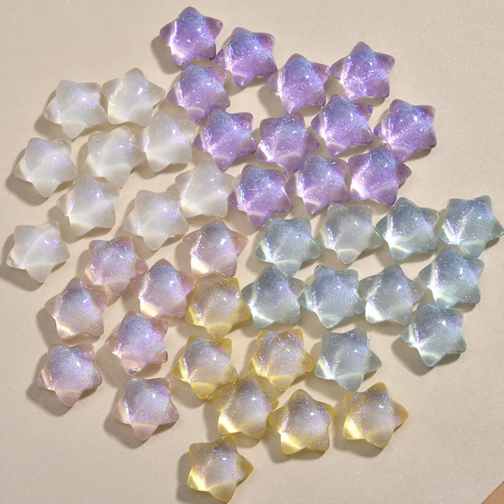 25Pcs Colorful Resin Star Beads for Jewelry Making DIY Crafts Mobile Phone Case Decoration Wedding Bouquet Spacer Beads No Hole