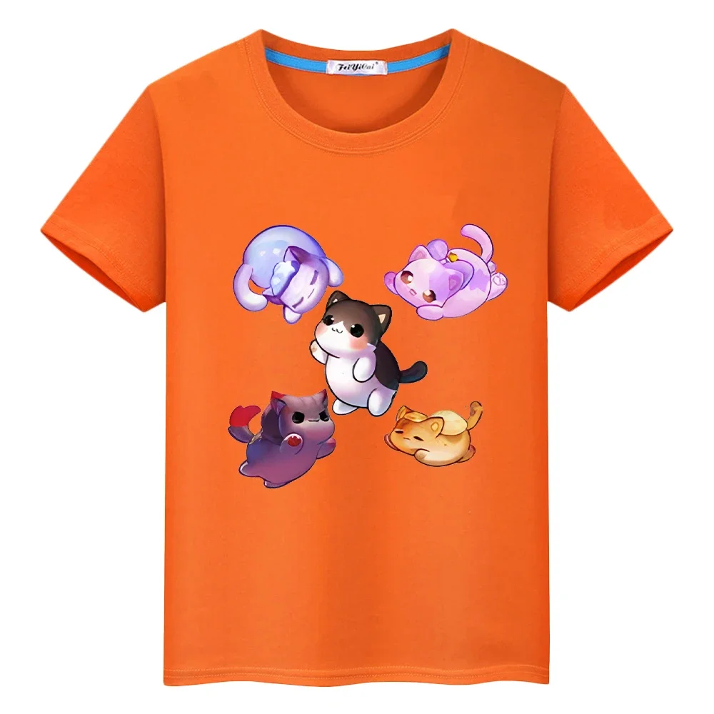 

Aphmau Squad Cat Print 100%Cotton anime Short Tops t shirt for kids boy 10years pride tshirt y2k one piece kids clothes girls