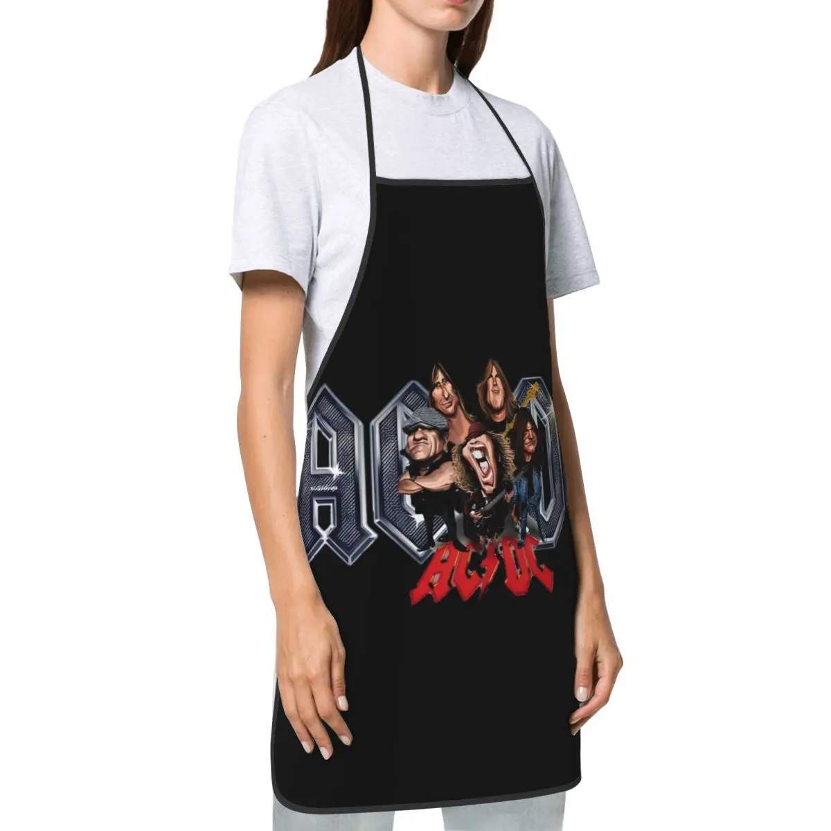 AC-DC Rock Music Band Apron Oil & Water Resistant Adjustable Neck Strap Baking Aprons for Men Women Chef