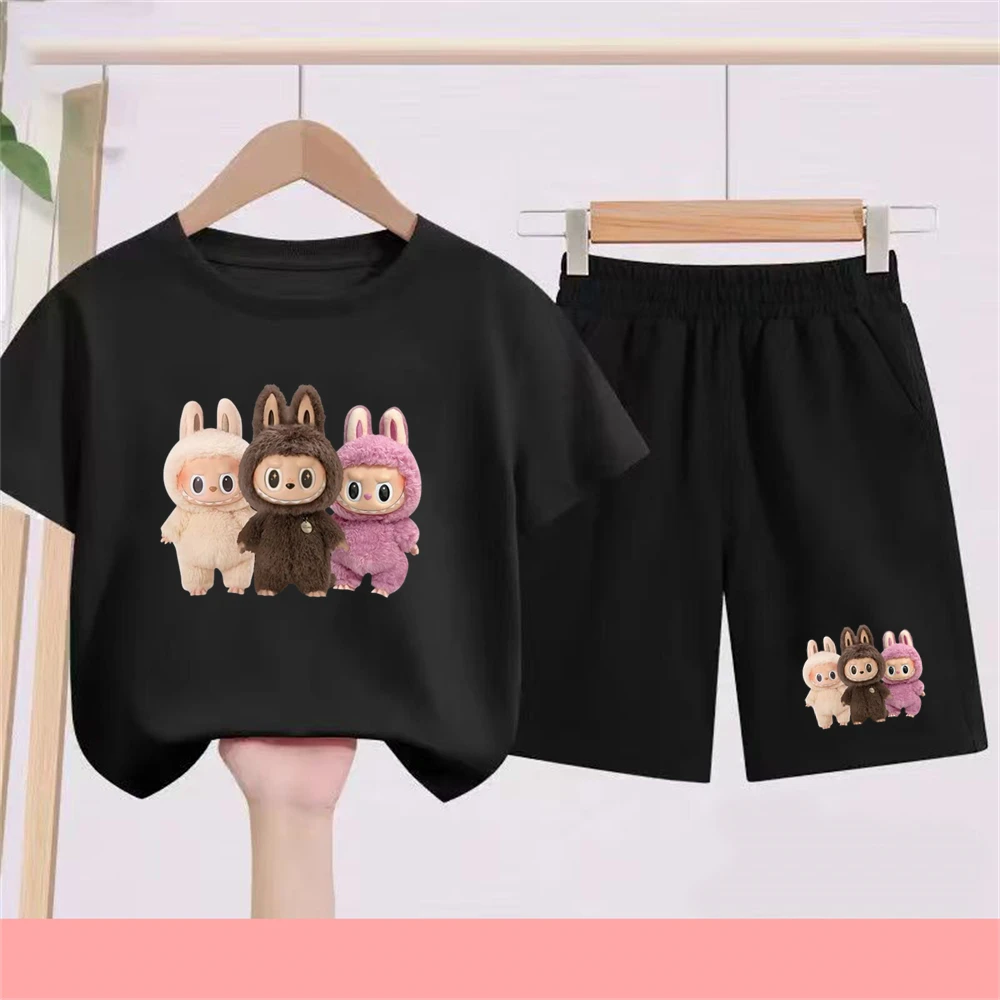 

Футболка подходит для куклы Лебу с принтом для мальчиков и девочек, топы и низ, футболки для малышей от 3 до 12 лет, летняя повседневная одежда с короткими рукавами