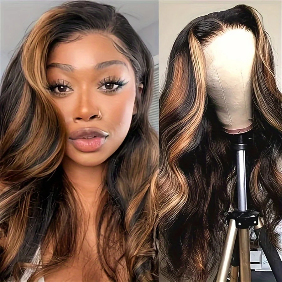 13x4 frontal lace 24inch long body wave human hair wigs for women 1b30 color daily party use 150% density remy hair wig image 2