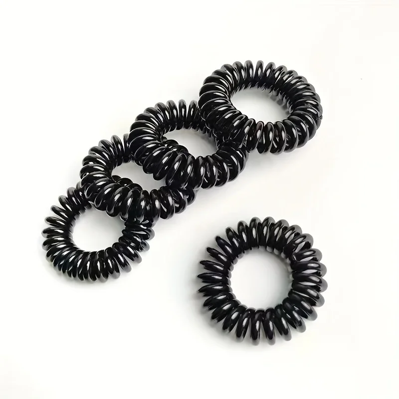 Phone line hair loop, black female seamless hair rope, high elasticity, simple solid color, hair tie, small leather cover, wire