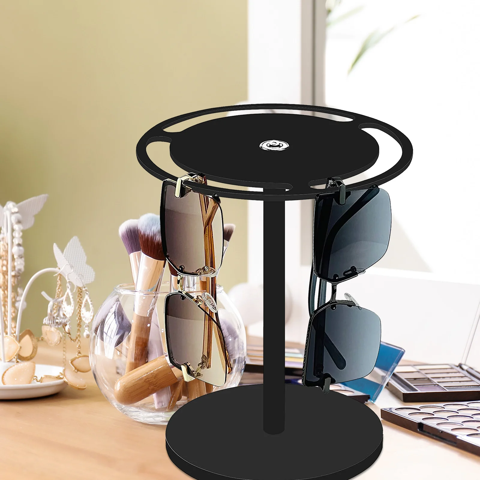 

Acrylic Sunglasses Display St 360 Degree Rotating Desk ganizer Black Color Glasses Holder Rack for Eyewear Storage