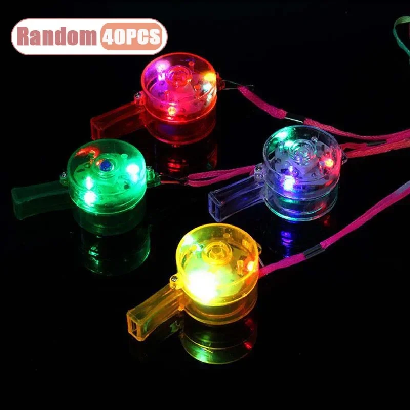 10-80PCS LED Glow Fluitje met Lanyard Glow in The Dark Feestartikelen Leuk Gloeiend Speelgoed Fluitjes Feestdecoratie voor Kinderen Volwassenen