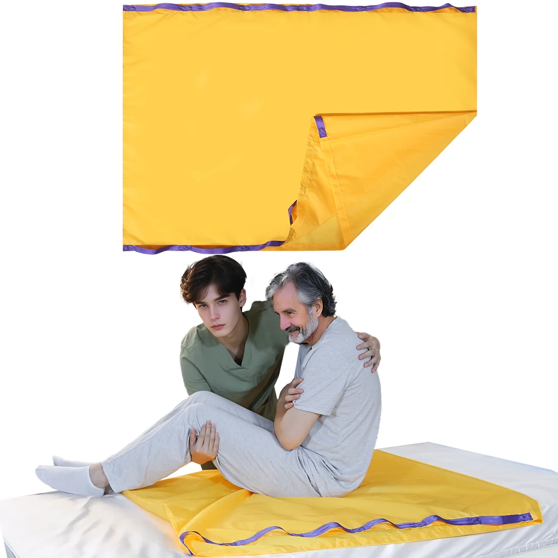 Ehucon Tubular Transfer Slide Sheet for Moving Patients, Pull-Out Sliding Board for Transferring with Handles , Yellow, 220 LBS