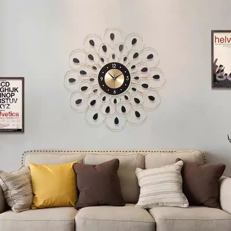 --60X60CM Simple Dropshipping Products 2024 Modern Luxury Wall Hanging Clock Decorative Metal Silent Wall Watch Clock
