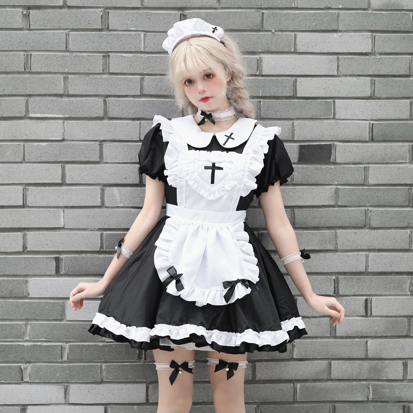 Lolita Rock Halloween Cosplay Kostüm Maid Spielen Kostüm Urlaub Partei Garment Set Maskottchen Anime Kleidung Kurzarm Kleid