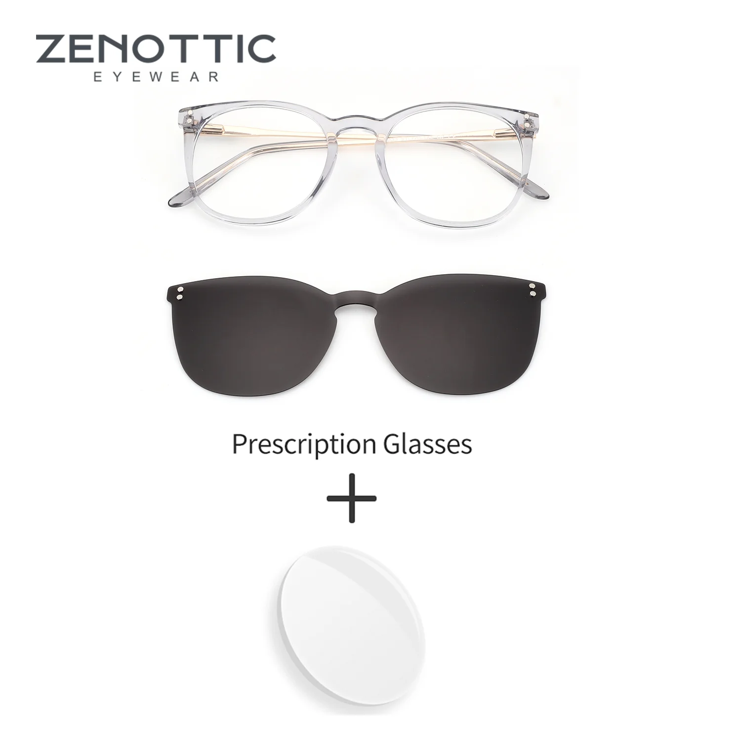 

ZENOTTIC (S Size) Butterfly Magnetic Clip On Prescription Eyeglasses Acetate Blue Light Blocking Women's Medical Sun Glasses