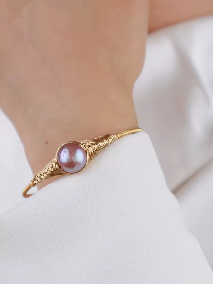 100 % natürliche Süßwasserperle, 14 Karat Gold gefüllt, Damen-Armreif, Schmuck, Frauen-Geburtstagsgeschenke, kein Verblassen, günstig – Detail 3